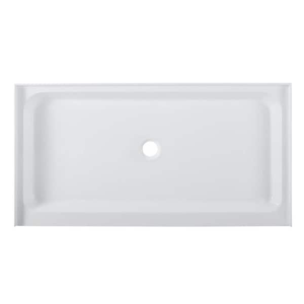 Voltaire 60 in. x 32 in. Acrylic Single-Threshold Center Drain Shower Base in White