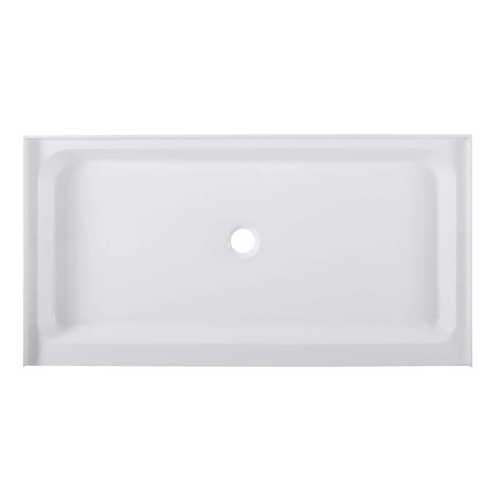 Voltaire 60" x 32" White Acrylic Shower Base with Center Drain