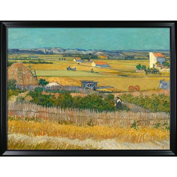 LA PASTICHE The Harvest by Vincent Van Gogh Black Matte Framed Nature Oil Painting Art Print 41 in. x 53 in.