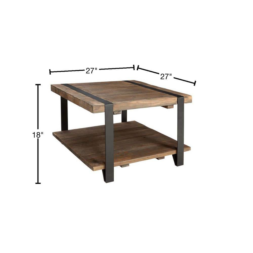 Modesto 27" Rustic Natural Wood and Metal Square Coffee Table