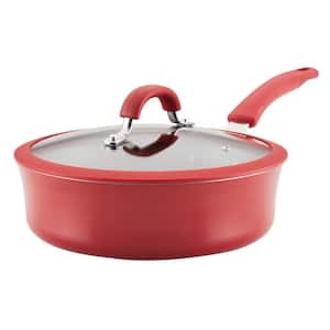 Cook + Create 3 qt. Aluminum Nonstick Saute Pan with Lid in Red