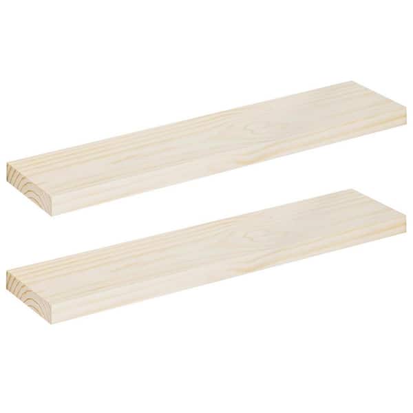 Unbranded 36 in. W x 8 in. D Natural Floating Shelves Decorative Wall Shelf (Set of 2)