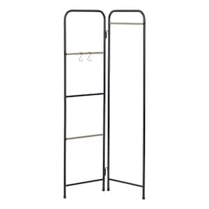 Free-Standing Metal Clothes Organizer, Foldable, Metal Garment Rack, Black, 26.38 in. L x 13.78 in. W x 59.06 in. H