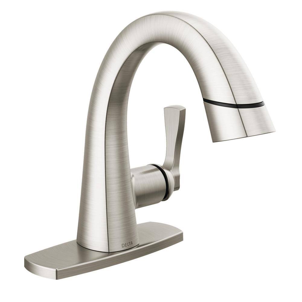 Delta Stryke Single Handle Single Hole Bathroom Faucet with Pull