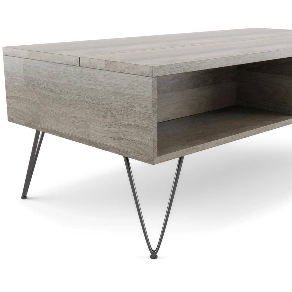 Hunter Grey Mango Wood Lift-Top Coffee Table with Storage