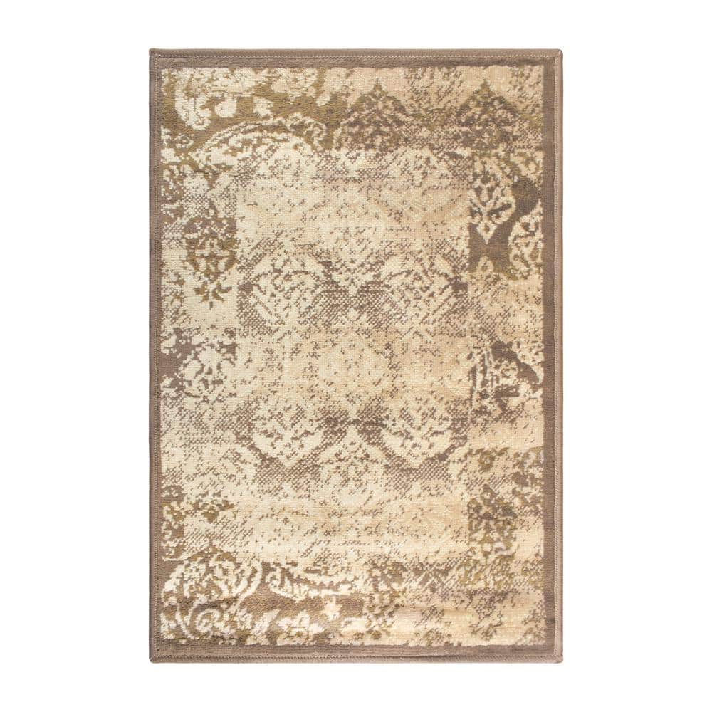 Mystique Brown Synthetic 2'x3' Modern Paisley Area Rug