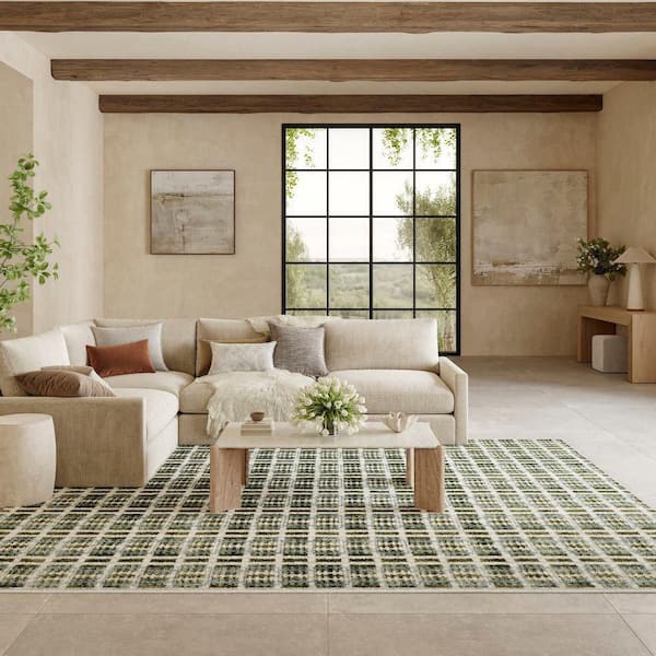Nordic Blue Green 8 ft. x 10 ft. All-over design Contemporary Area Rug