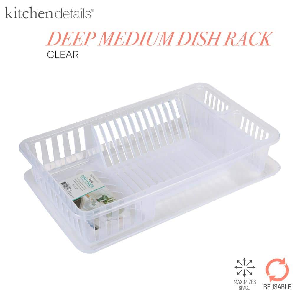 Clear Plastic Dish Rack with Utensil Cup