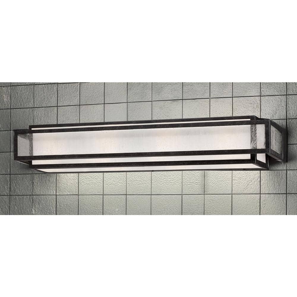 Aged Charcoal 30" 4-Light Bath Vanity with Clear Seeded Glass