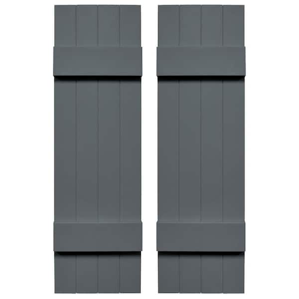 Builders Edge 14 in. W x 47 in. H Vinyl Board and Batten Shutters Pair in Storm Cloud
