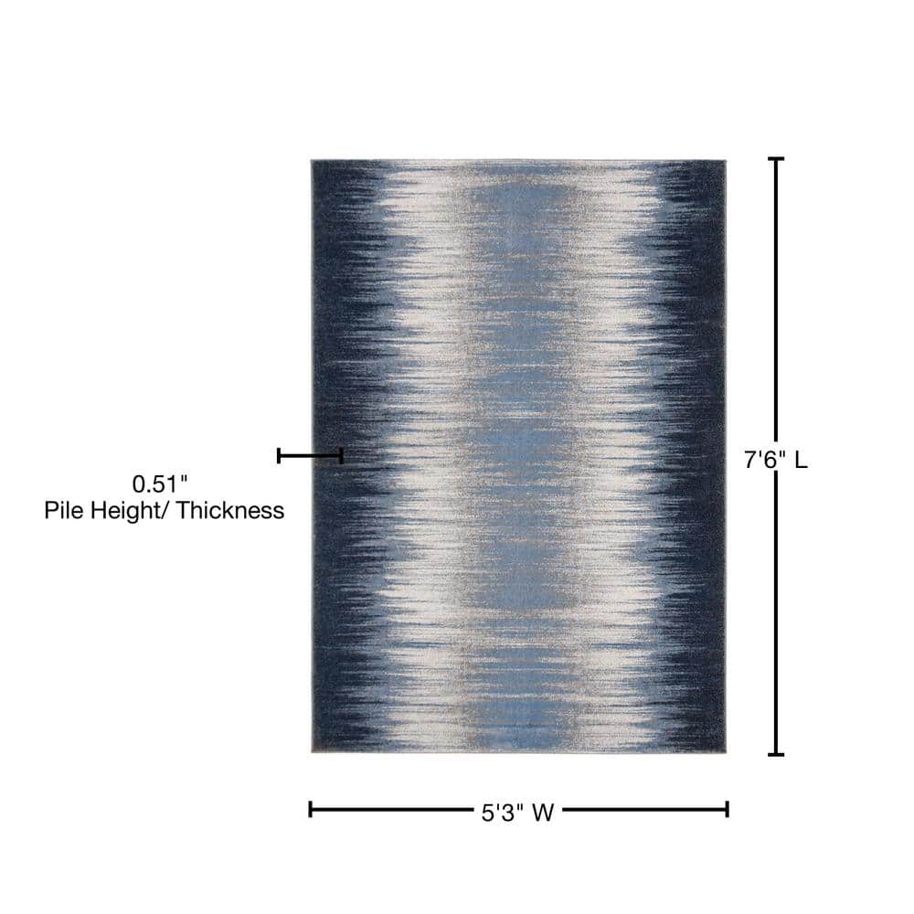 Celestial Charm Round Blue Synthetic 59" Area Rug