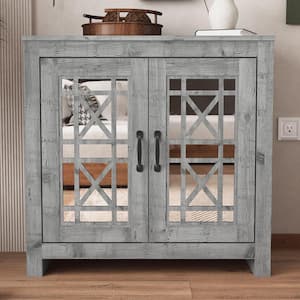 30.2 in. H x 30.9 in. W Mexican Gray Wood Shoe Cabinet