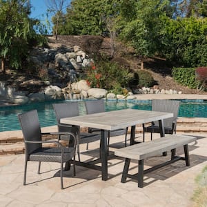 Cooper Grey 6- Piece Faux Rattan Outdoor Dining Set