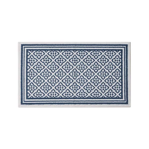 Isla Two-Tone Dusty Navy/Ivory 2 ft. x 4 ft. Tufted Geometric Polypropylene Area Rug