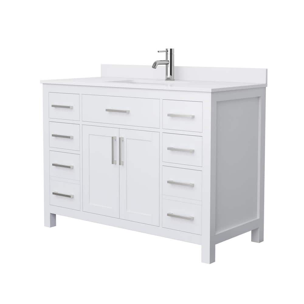 Beckett 48" White Cultured Marble Freestanding Single Bathroom Vanity
