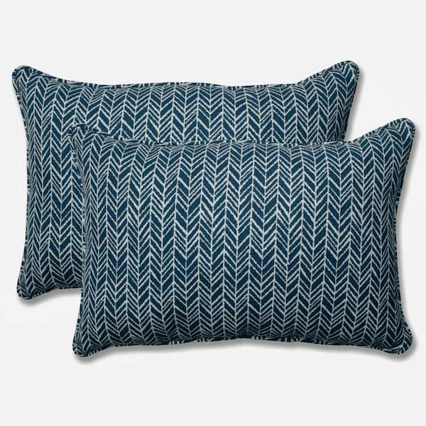 Pillow Perfect Blue Rectangular Outdoor Lumbar Throw Pillow 2-Pack