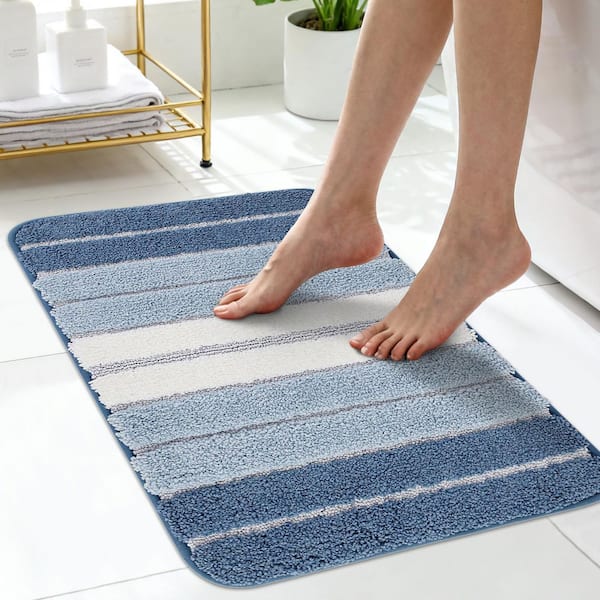 Bath Mat for Bathroom 15.7 in. x 23.6 in. Microfiber Bath Mat Absorbent Quick Dry Bathroom Rug for Shower Floor, Blue