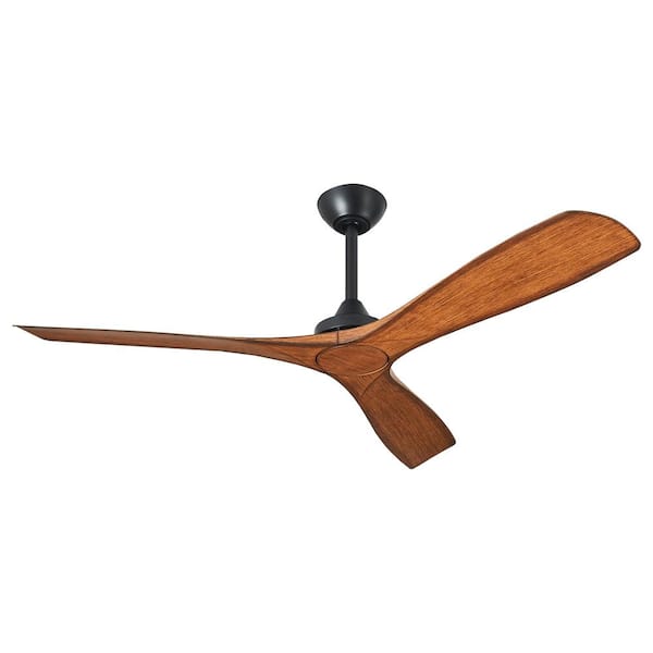 Parrot Uncle 52 in. Modern Indoor Matte Black Ceiling Fan with 3 Walnut ABS Blades, DC Motor and Remote Control