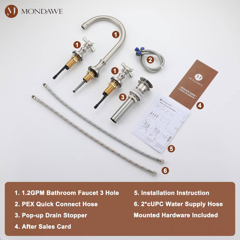 Brushed Nickel 8" Widespread 2-Handle Bathroom Faucet