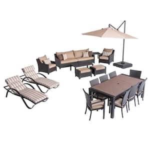 Deco Estate 20-Piece Wicker Patio Conversation Set with Sunbrella Maxim Beige Cushions