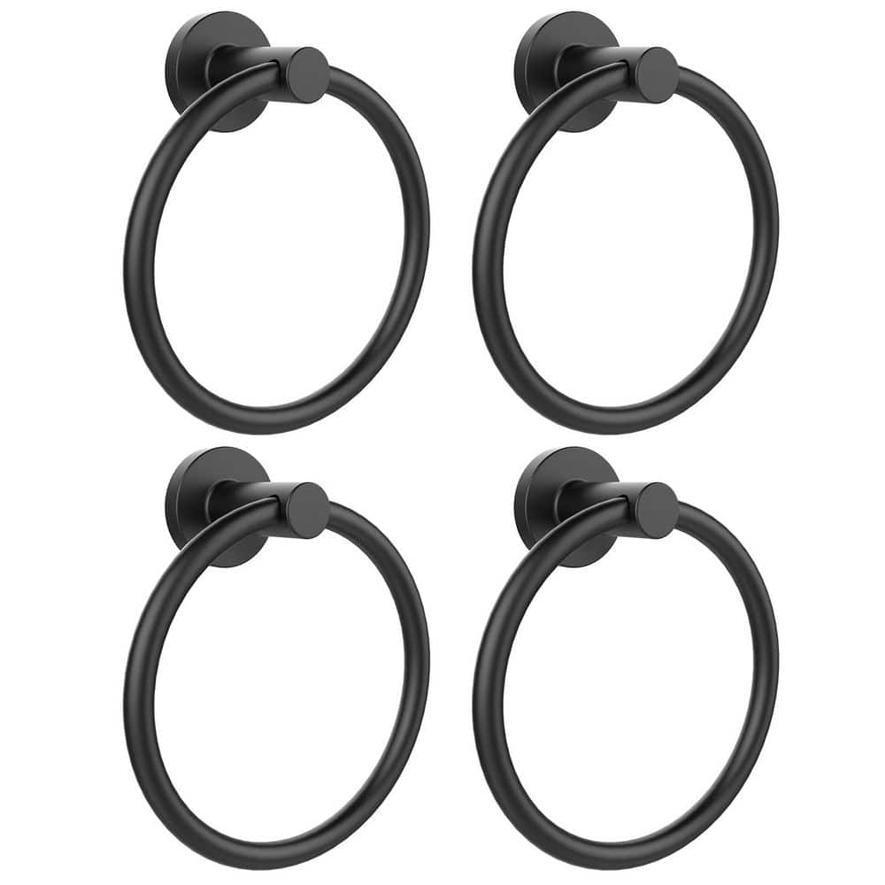 (4 Pack) Round Towel Ring in Matte Black, Stainless Steel Wall Mounted Hand Towel Holder, Bathroom Kitchen Towel Hanger price history on PriceWatchPro