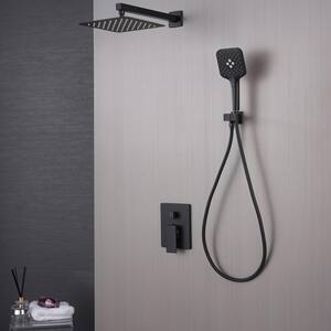 Pardo 3-Spray Patterns with 1.8 GPM 9.8 in. Wall Mount Dual Shower Heads with Handheld Shower in Matte Black