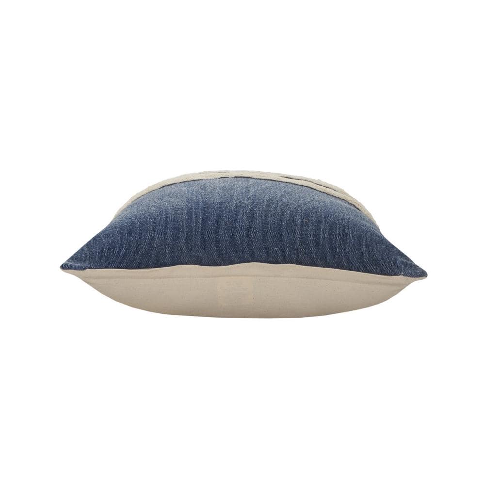 Dusty Blue and White Tufted Stripe Square Throw Pillow, 20" x 20"