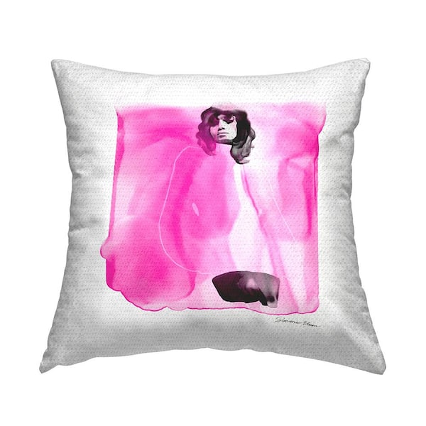 Stupell Industries Essence in Pink Portrait Pink Square Outdoor Throw Pillow