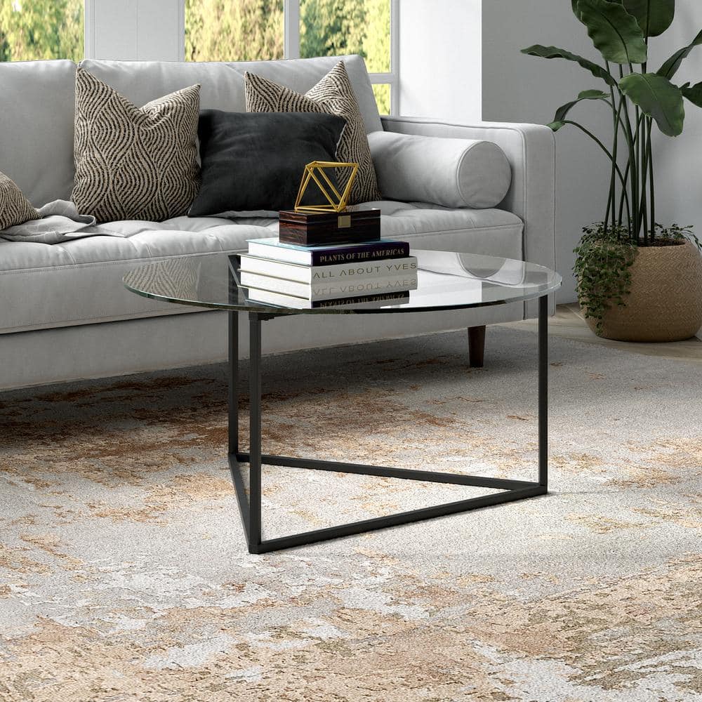 Blackened Bronze Round Glass Cocktail Table
