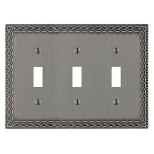 Amelia 3-Gang Antique Nickel Toggle Cast Metal Wall Plate