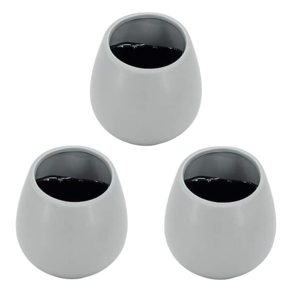 Arcadia Garden Products Round 3-1/2 in. x 4 in. Light Gray Ceramic Wall Planter (3-Piece)