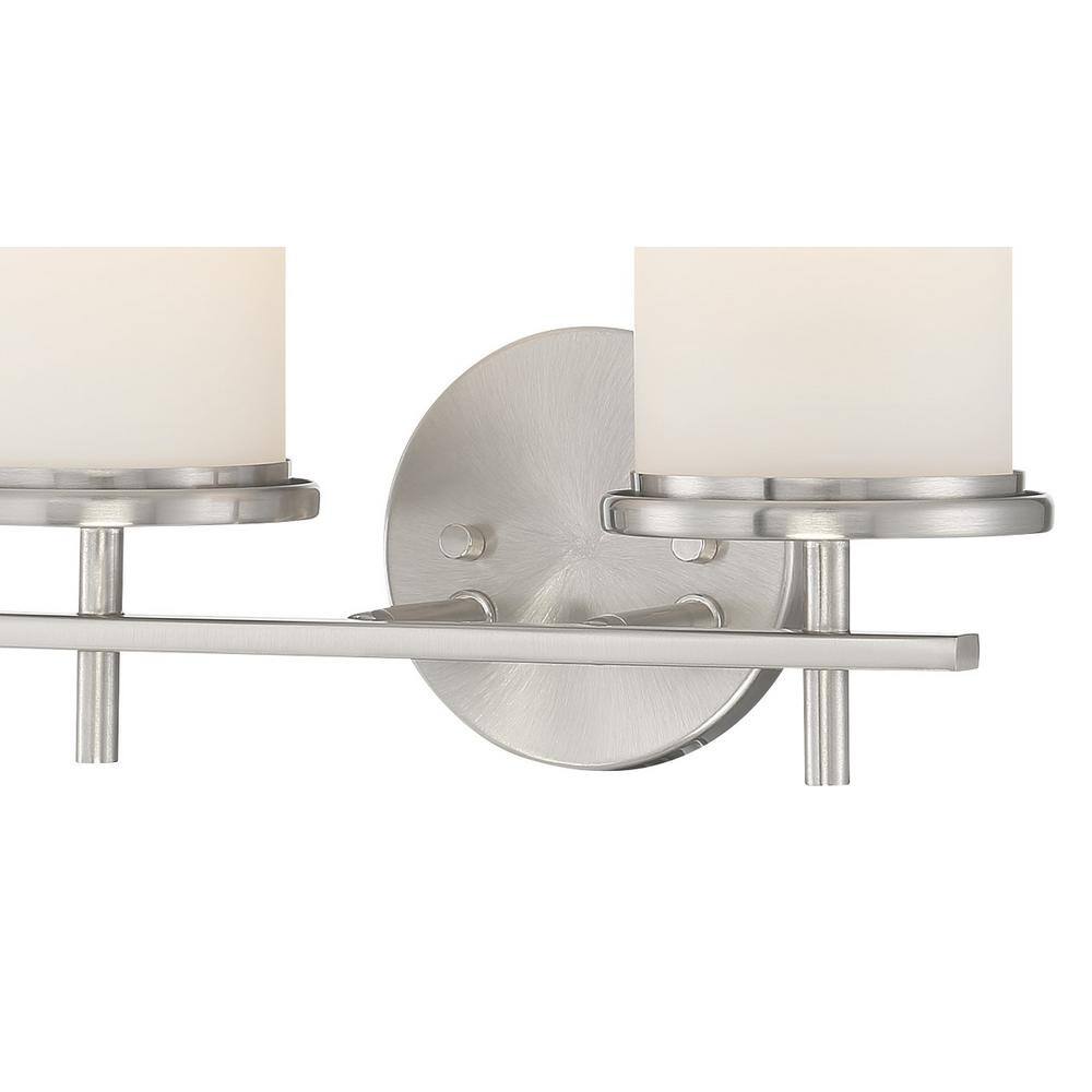 Brushed Nickel 2-Light Cylinder Bathroom Vanity Fixture