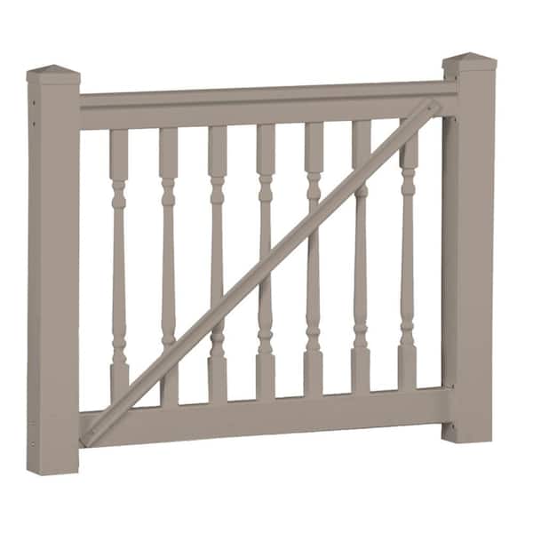 Weatherables Delray 3 ft. H x 5 ft. W Khaki Vinyl Railing Gate Kit with Colonial Spindles