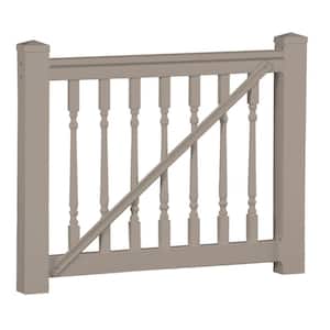 Delray 3.5 ft. H x 5 ft. W Khaki Vinyl Railing Gate Kit with Colonial Spindles