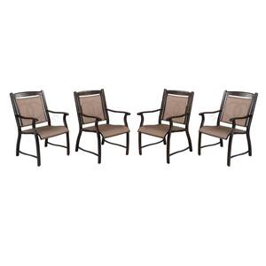 Ryan Dark Gold Aluminum Frames PVC Sling Outdoor Patio Dining Chair in Champagne Beige (Set of 4)