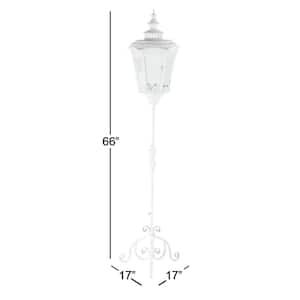 66 in. H White Metal Standing Decorative Candle Lantern