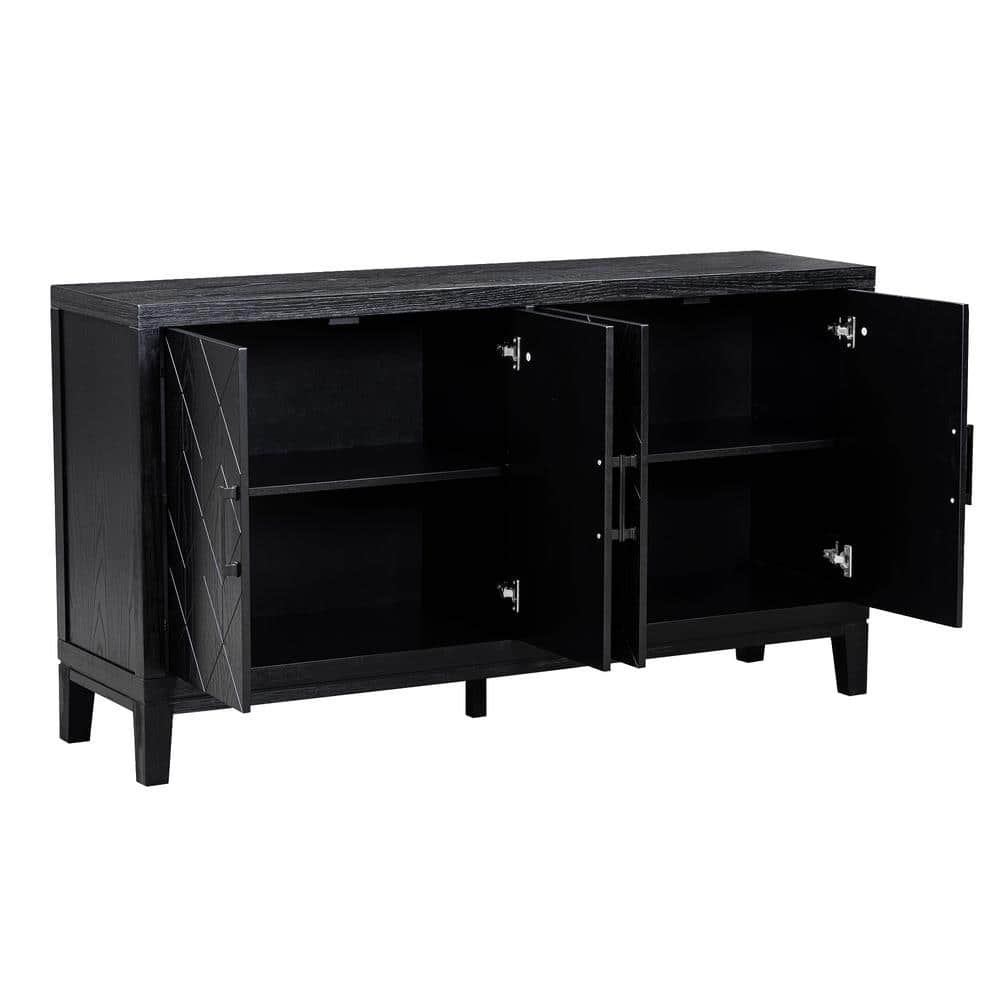 60 in. W x 16 in. D x 33 in. H Bathroom Black Linen Cabinet 2024-1-2-3 ...