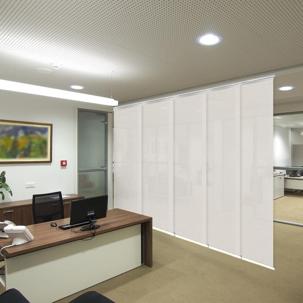 Buff 58 in.- 110 in. W x 116 in. L Adjustable 5-Panel White Single Rail Panel Track with 23.5 in. Slates price history on PriceWatchPro