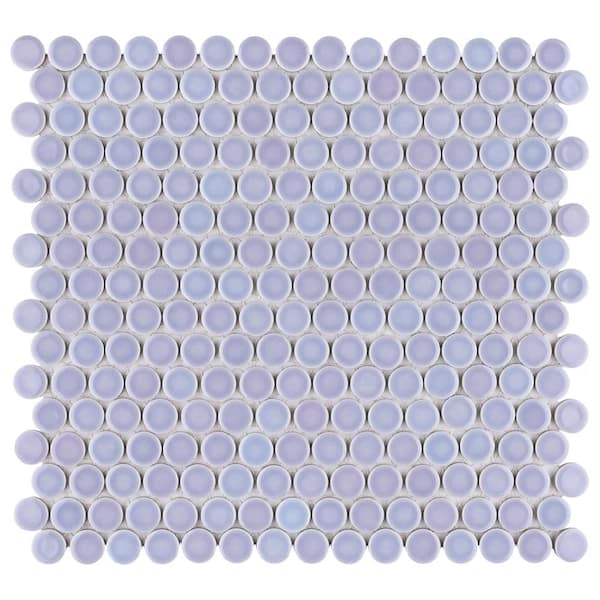 Merola Tile Hudson Penny Round Lavendar 12 in. x 12-5/8 in. Porcelain Mosaic Tile (10.7 sq. ft./Case)