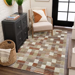 Pernette Red/Beige 6 ft. 6 in. x 9 ft. Geometric Area Rug