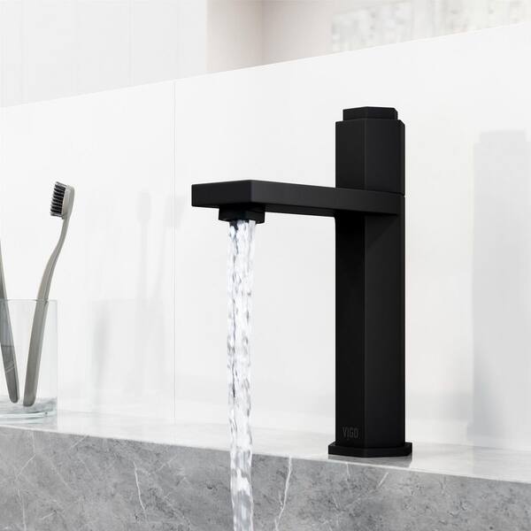 VIGO Nova Button Operated Single-Hole Bathroom Faucet in Matte