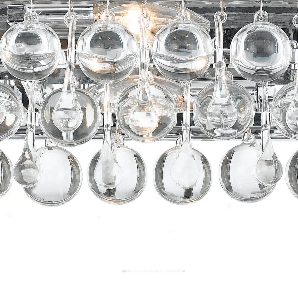Polished Chrome 6-Light Dimmable Vanity Fixture with Clear Drops