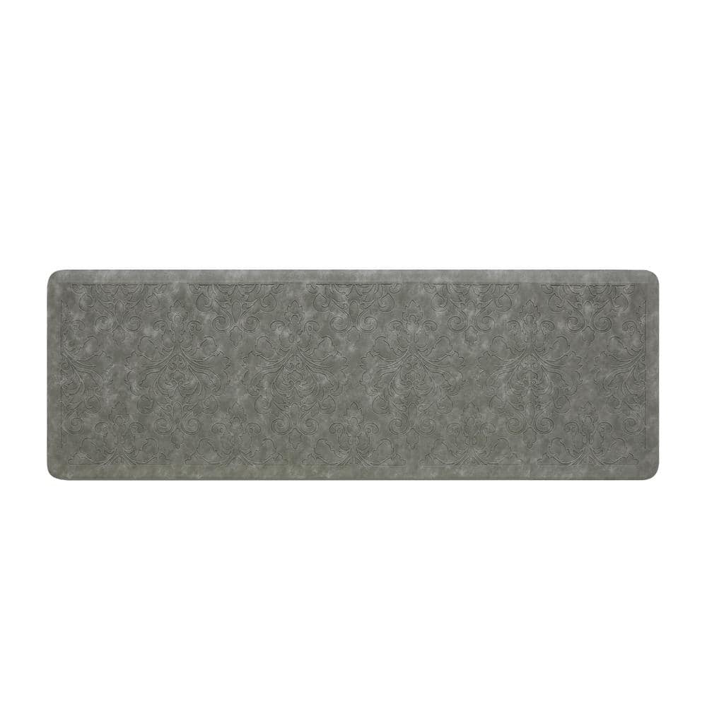 Gray Faux Leather Anti-Fatigue Kitchen Mat 17.5" x 48"