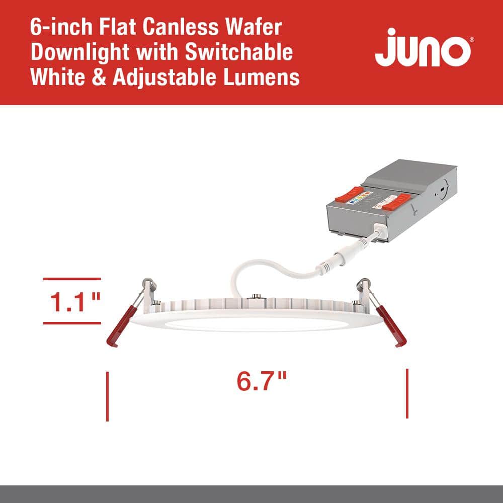 6'' White Aluminum Dimmable LED Canless Recessed Lighting Kit