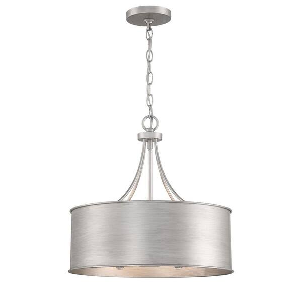 Savoy House 4-Light Antique Silver Drum Pendant Light M7040AS