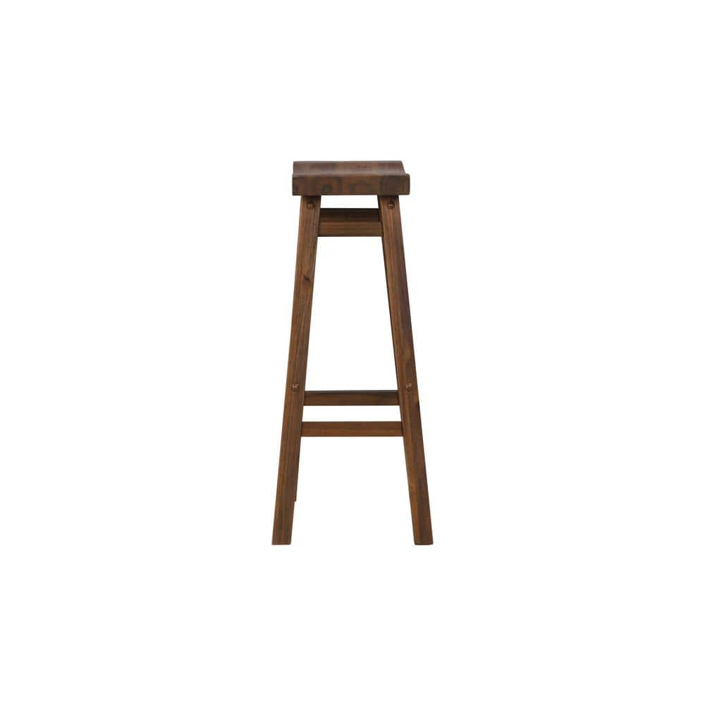 Chestnut Wire-Brush Saddle Style Solid Wood Barstool, 30"