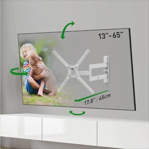 Barkan 13 in. to 65 in. Full Motion - 4 Movement Flat / Curved TV Wall Mount White Patented to Fit Various Screen Types