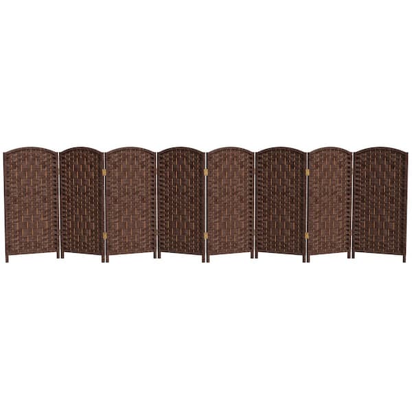 3 ft. Short Diamond Weave Fiber Folding Screen - Dark Mocha - 8 Panel