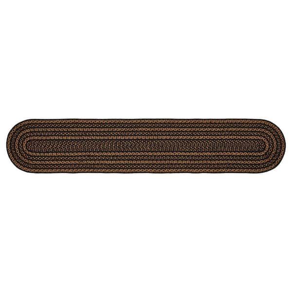 Black & Tan 13 in. W x 72 in. L Oval JuteTable Runner