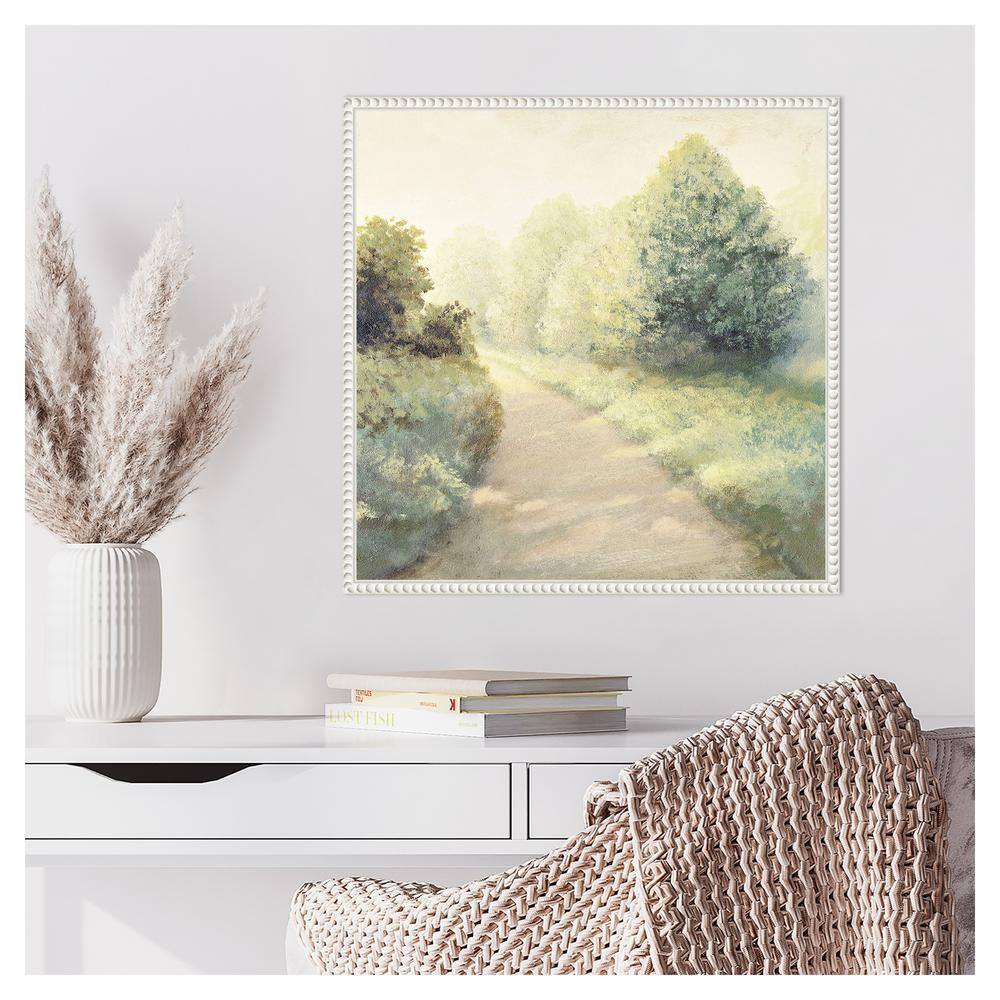 New Light Summer Road I White Floater Frame Canvas Wall Art